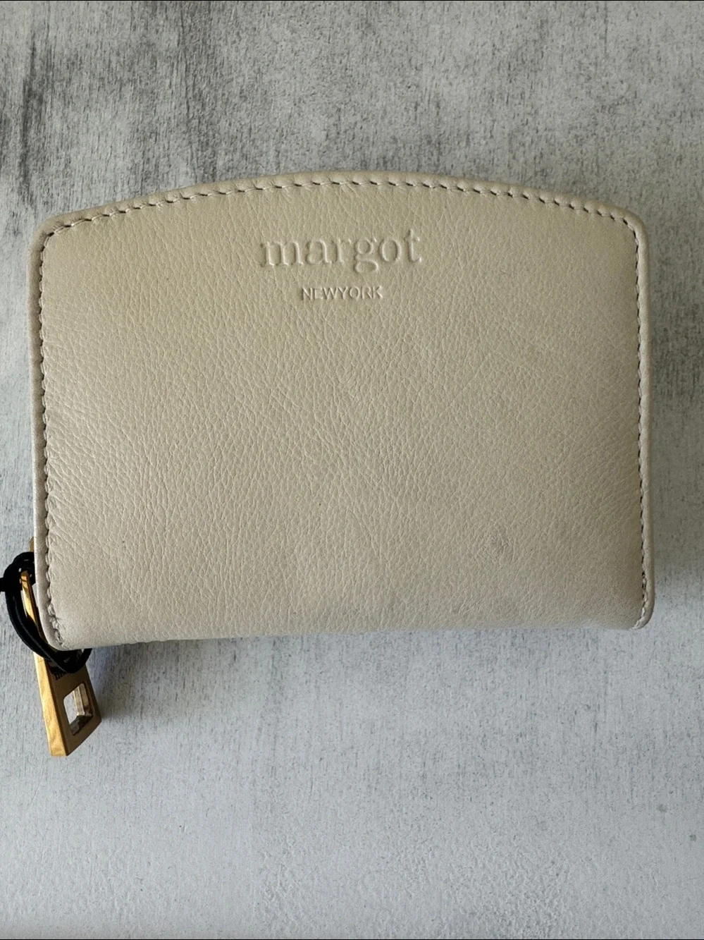 Margot Gina Compact Leather Wallet Off White Cream